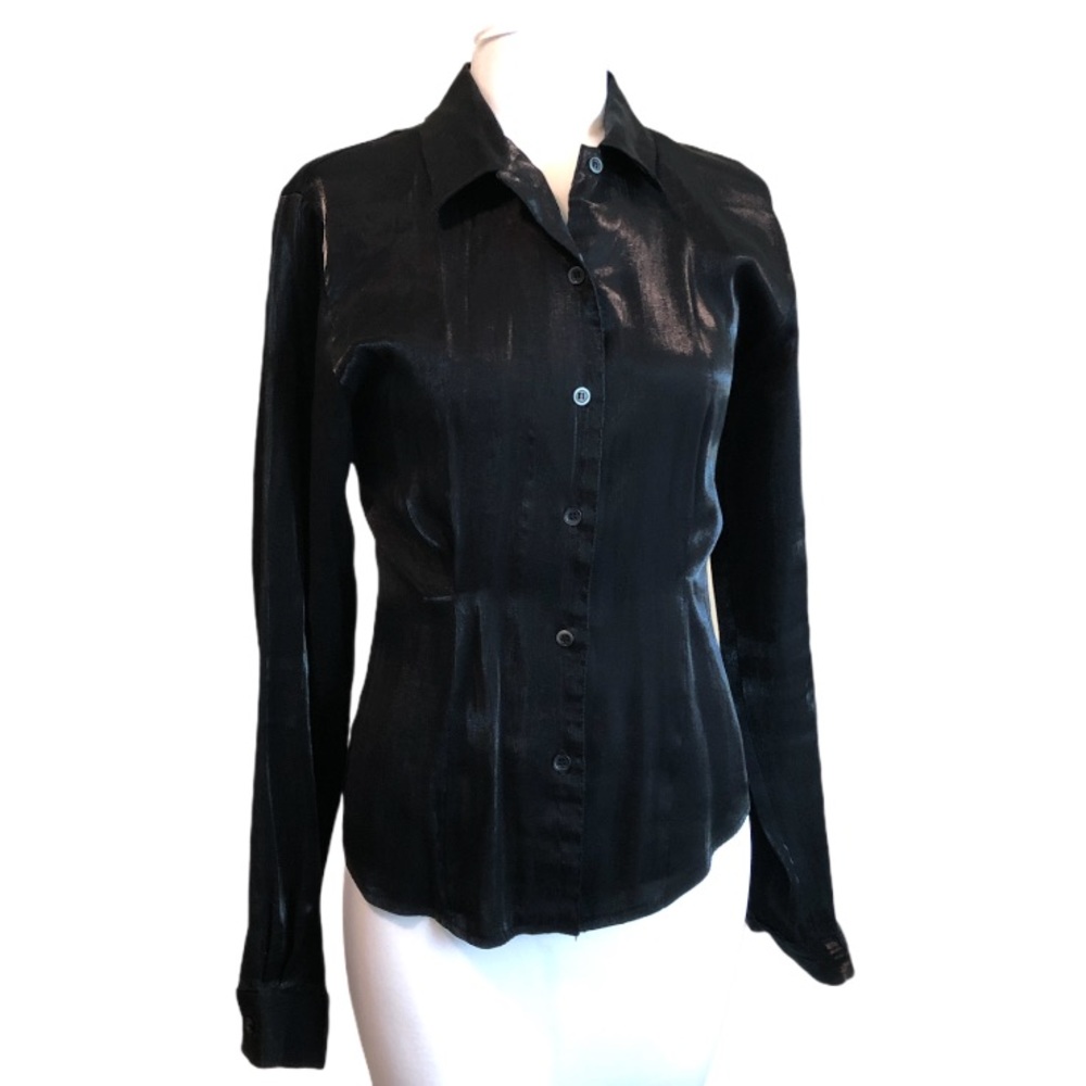 Rockies Black Satin Button-Down Shirt